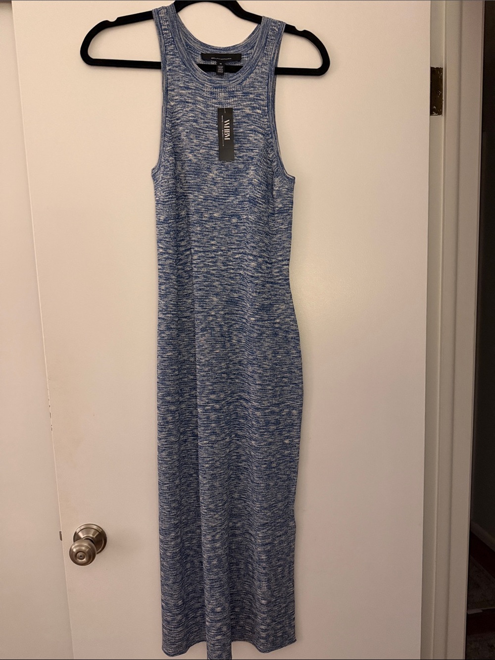 White House Black Market Blue Heathered Racerback Maxi Dress